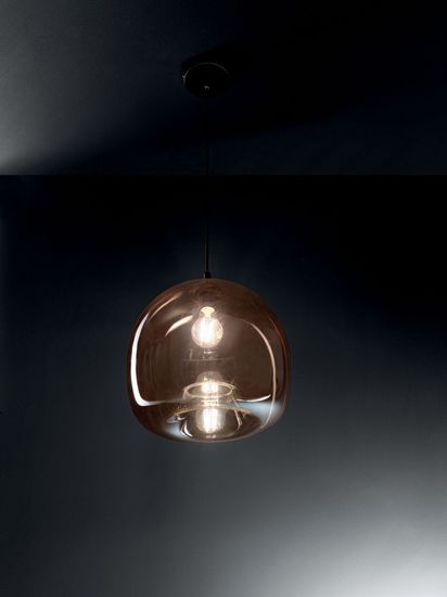 Fabas Luce Pendelleuchte Maia E27 Ø310mm Bernstein