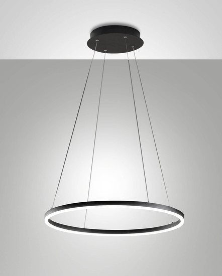 Fabas Luce LED Pendelleuchte Giotto 36W dimmbar Smartluce IP40 3000K warmweiss Schwarz Metall Ø60cm