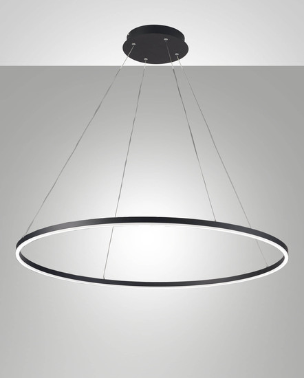 Fabas Luce LED Pendelleuchte Giotto 60W dimmbar Smartluce 4000K neutralweiss Schwarz Metall Ø100cm