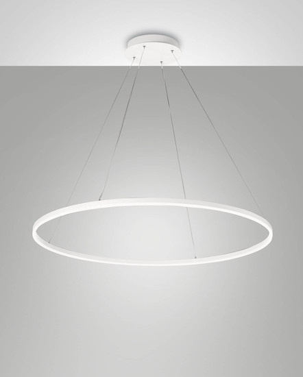 Fabas Luce LED Pendelleuchte Giotto 60W dimmbar Smartluce 4000K neutralweiss Weiß Metall Ø100cm