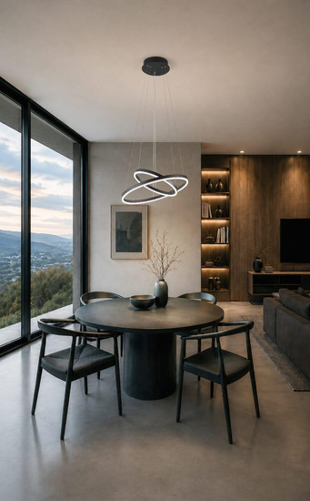 Fabas Luce LED Pendelleuchte Giotto 52W dimmbar Smartluce IP40 3000K warmweiss Schwarz Metall Ø60cm