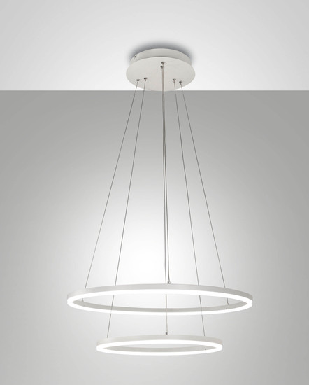 Fabas Luce LED Pendelleuchte Giotto 52W dimmbar Smartluce IP40 3000K warmweiss Weiß Metall Ø60cm