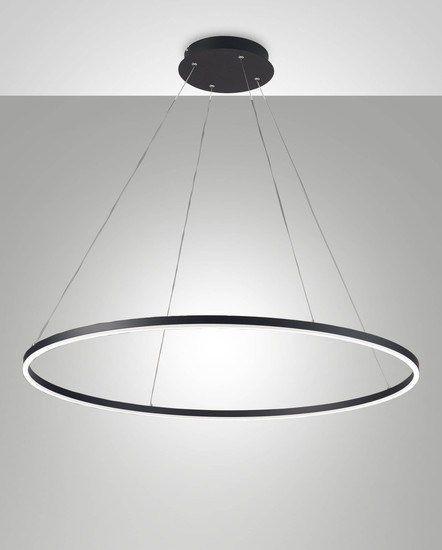 Fabas Luce LED Pendelleuchte Giotto 60W dimmbar Smartluce 3000K warmweiss Schwarz Metall Ø100cm