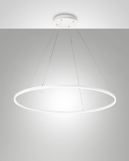 Fabas Luce LED Pendelleuchte Giotto 60W dimmbar Smartluce 3000K warmweiss Weiß Metall Ø100cm
