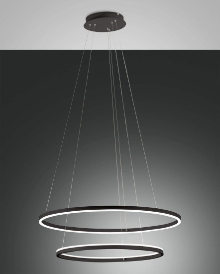 Fabas Luce LED Pendelleuchte Giotto Ø800mm 37 + 28W Warmweiß Schwarz dimmbar
