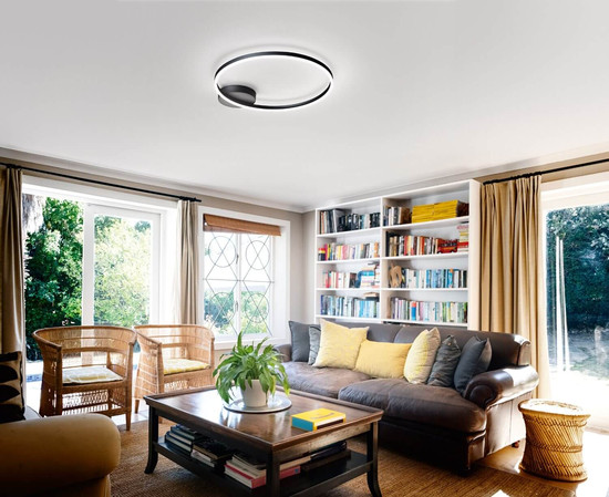 Fabas Luce LED Deckenleuchte Giotto 36W dimmbar Smartluce 3000K warmweiss Schwarz Metall Ø60cm