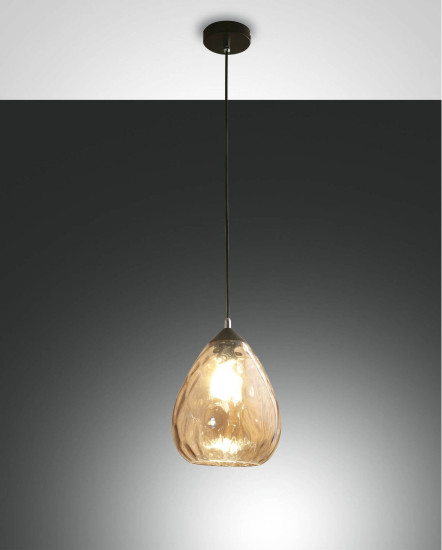 Fabas Luce Pendelleuchte Gisella E27 Ø200mm Bernstein