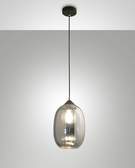 Fabas Luce Pendelleuchte Infinity E27 Smartluce Grau transparent Metall Glas Ø20cm