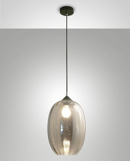 Fabas Luce Pendelleuchte Infinity E27 Smartluce Grau transparent Metall Glas Ø25cm