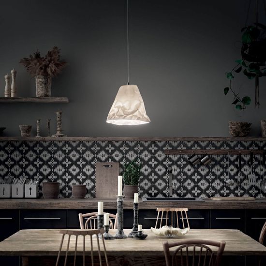 Fabas Luce Pendelleuchte Crumple E27 Ø300mm Weiß