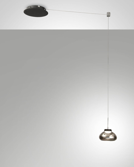 Fabas Luce LED Pendelleuchte Arabella 8W dimmbar Smartluce 3000K warmweiss Grau transparent Metall Glas Ø20cm