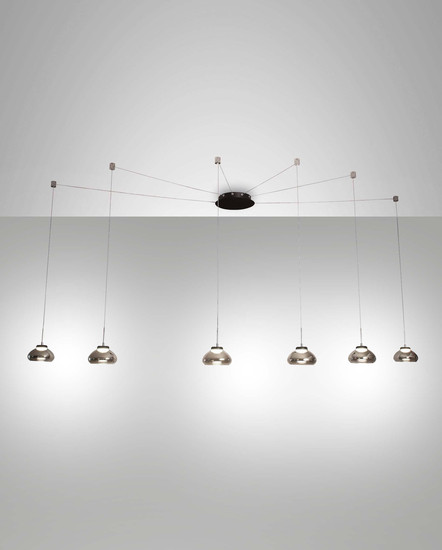Fabas Luce LED Pendelleuchte Arabella 48W dimmbar Smartluce 3000K warmweiss Grau transparent Metall Glas