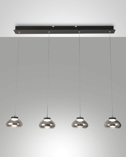 Fabas Luce LED Pendelleuchte Arabella 32W dimmbar Smartluce 3000K warmweiss Grau transparent Metall Glas Ø14cm