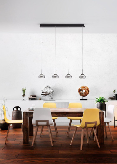 Fabas Luce LED Pendelleuchte Arabella 32W dimmbar Smartluce 3000K warmweiss Grau transparent Metall Glas Ø14cm
