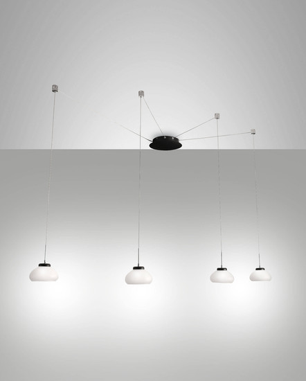 Fabas Luce LED Pendelleuchte Arabella 32W dimmbar Smartluce 3000K warmweiss Weiß Metall Glas