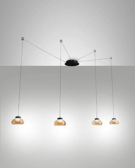Fabas Luce LED Pendelleuchte Arabella 32W dimmbar Smartluce 3000K warmweiss Amber Metall Glas