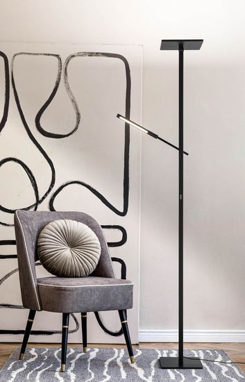 Fabas Luce LED Stehleuchte Ideal >90Ra 1880x460mm 40+8W Warmweiß Schwarz dimmbar