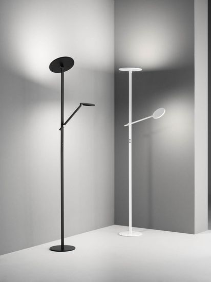 Fabas Luce LED Stehleuchte Regina >90Ra 1880x500mm 36+12W Warmweiß Schwarz dimmbar