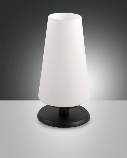 Fabas Luce Tischleuchte Milady G9 Ø110mm Warmweiß Schwarz dimmbar