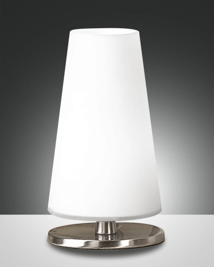 Fabas Luce Tischleuchte Milady G9 Ø110mm Warmweiß Chromfarben dimmbar