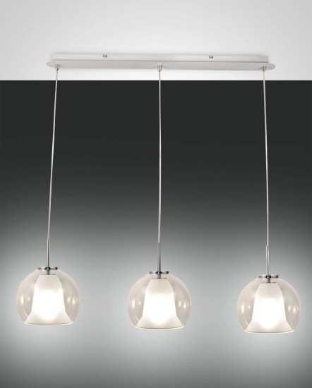 Fabas Luce Pendelleuchte Bretagna E27 2000x830mm Weiß transparent