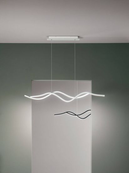 Fabas Luce LED Pendelleuchte Sinuo 2000x70mm 36W Warmweiß Schwarz dimmbar