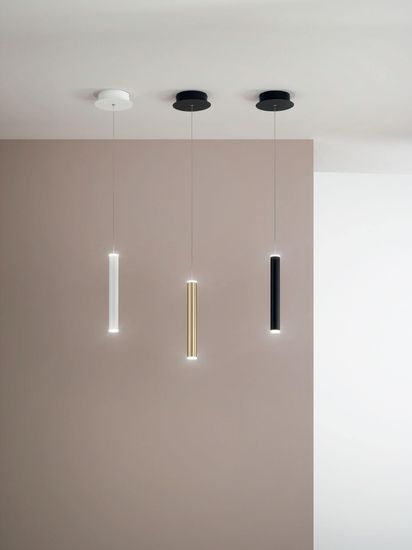 Fabas Luce LED Pendelleuchte Prado Ø37mm 6,5W Warmweiß Weiß dimmbar