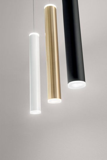 Fabas Luce LED Pendelleuchte Prado Ø37mm 6,5W Weiß dimmbar, Kabelanschluss aus der Wand möglich