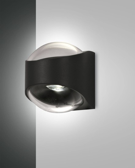 Fabas Luce LED Außen-Wandleuchte Remy 120x120mm 12W Warmweiß IP65 Schwarz