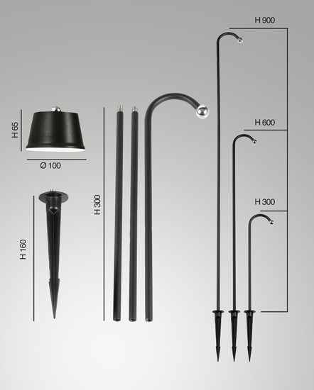 Fabas Luce Armanda LED Spot - Set inkl. Erdspieß / Akku 3W  dimmbar warmweiß Schwarz 3742-72-101