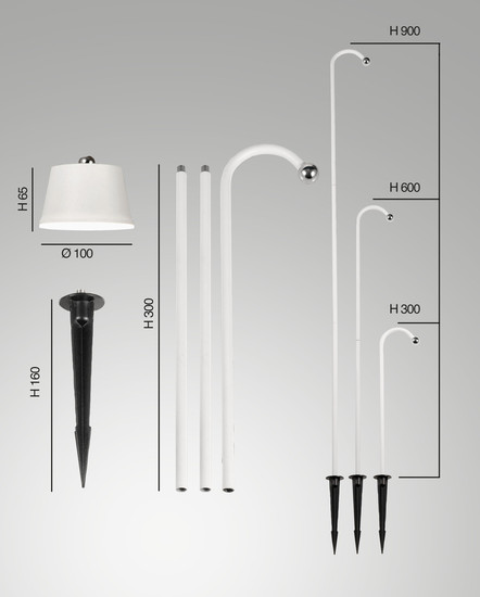 Fabas Luce Armanda LED Spot - Set inkl. Erdspieß / Akku 3W  dimmbar warmweiß Weiss 3742-72-102