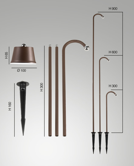 Fabas Luce Armanda LED Spot - Set inkl. Erdspieß / Akku 3W  dimmbar warmweiß Rostbraun 3742-72-361