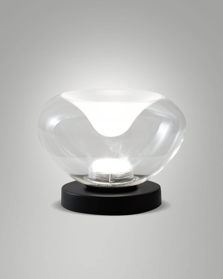 Fabas Luce LED Tischleuchte Brena 11W dimmbar 2700/3000/4000K CCT warm-/neutralweiss Transparent Metall Glas Ø22cm