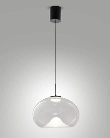 Fabas Luce LED Pendelleuchte Brena 14W dimmbar 2700/3000/4000K CCT warm-/neutralweiss Transparent Metall Glas Ø33cm