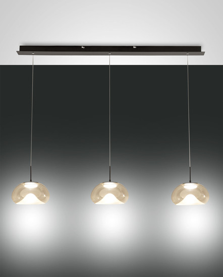 Fabas Luce Brena LED Pendelleuchte 30W dimmbar steuerbare Lichtfarbe Cognac 3755-48-365