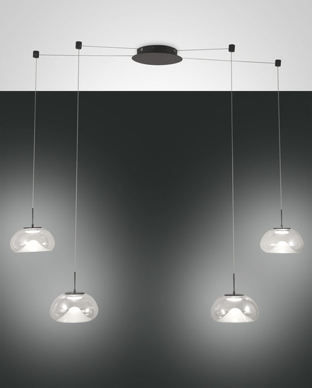 Fabas Luce Brena LED Pendelleuchte 40W dimmbar steuerbare Lichtfarbe Transparent 3755-49-241