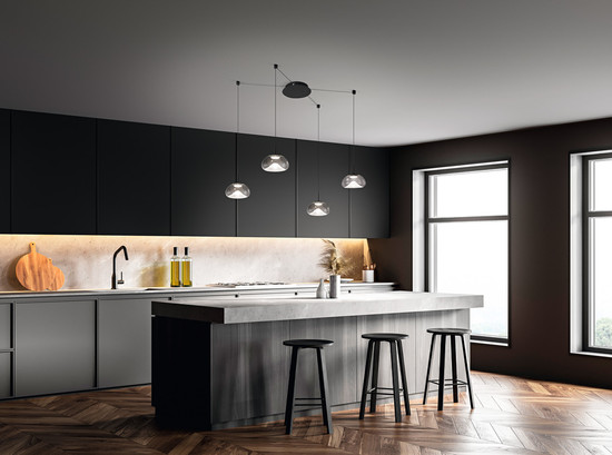 Fabas Luce Brena LED Pendelleuchte 40W dimmbar steuerbare Lichtfarbe Transparent 3755-49-241