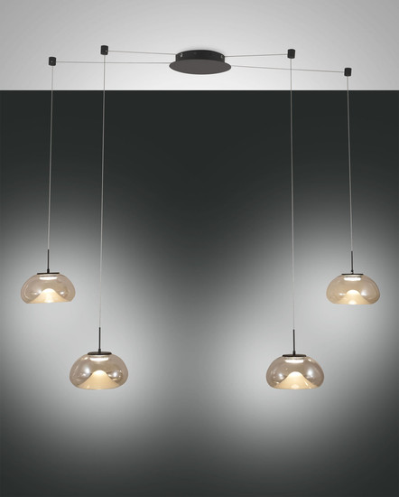 Fabas Luce Brena LED Pendelleuchte 40W dimmbar steuerbare Lichtfarbe Cognac 3755-49-365