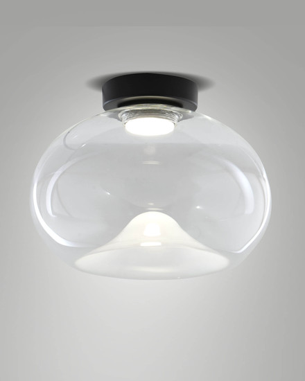 Fabas Luce LED Deckenleuchte Brena 19W dimmbar 2700/3000/4000K CCT warm-/neutralweiss Transparent Metall Glas Ø33cm