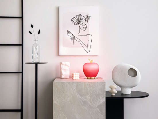 Fabas Luce Wendy LED Tischleuchte 8W dimmbar warmweiß Rot / Messing satiniert 3762-30-104