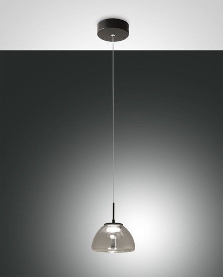 Fabas Luce Lucille LED Pendelleuchte 8W dimmbar steuerbare Lichtfarbe Grau transparent 3764-41-126