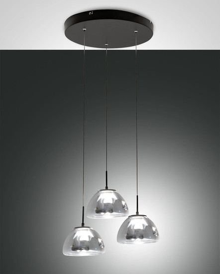 Fabas Luce Lucille LED Pendelleuchte 21W dimmbar steuerbare Lichtfarbe Grau transparent 3764-47-126