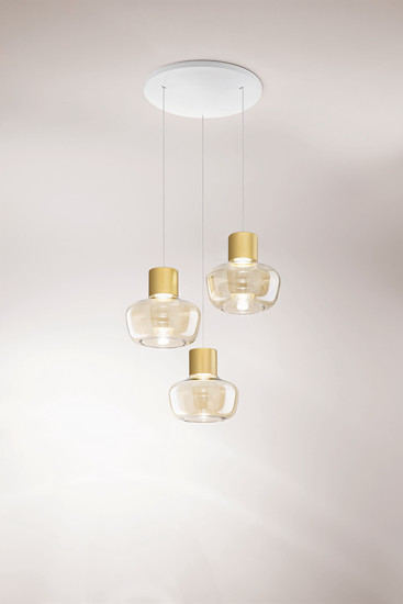 Fabas Luce Kino LED Pendelleuchte 36W dimmbar warmweiß Cognac 3767-47-365