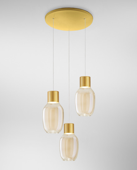 Fabas Luce Lapo LED Pendelleuchte 36W dimmbar warmweiß Cognac 3768-47-365