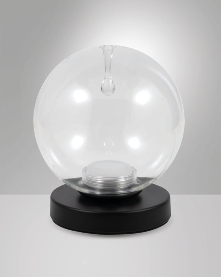Fabas Luce LED Tischleuchte Ariel 6,5W dimmbar 2700/3000/4000K CCT warm-/neutralweiss Transparent/Tropfen Metall Glas Ø15cm