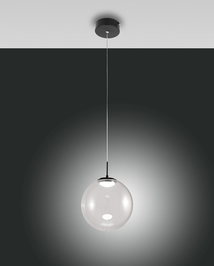 Fabas Luce Ariel LED Pendelleuchte 14W dimmbar steuerbare Lichtfarbe Transparent/Tropfen 3770-45-372