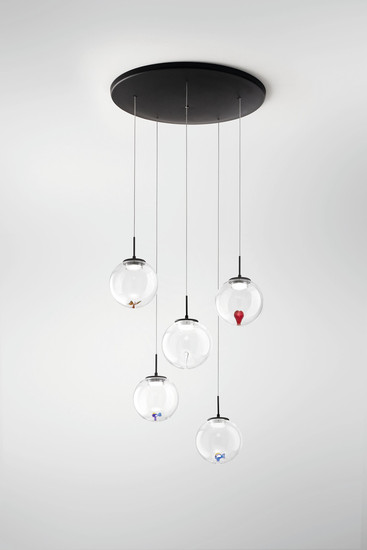 Fabas Luce Ariel LED Pendelleuchte 35W dimmbar steuerbare Lichtfarbe Transparent/gemischt 3770-49-373