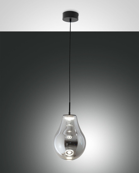 Fabas Luce Noa LED Pendelleuchte 14W dimmbar steuerbare Lichtfarbe Grau transparent 3772-40-126