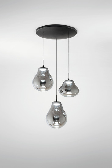 Fabas Luce Deva LED Pendelleuchte 42W dimmbar steuerbare Lichtfarbe Grau transparent 3774-47-126