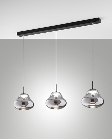 Fabas Luce Deva LED Pendelleuchte 42W dimmbar steuerbare Lichtfarbe Grau transparent 3774-48-126
